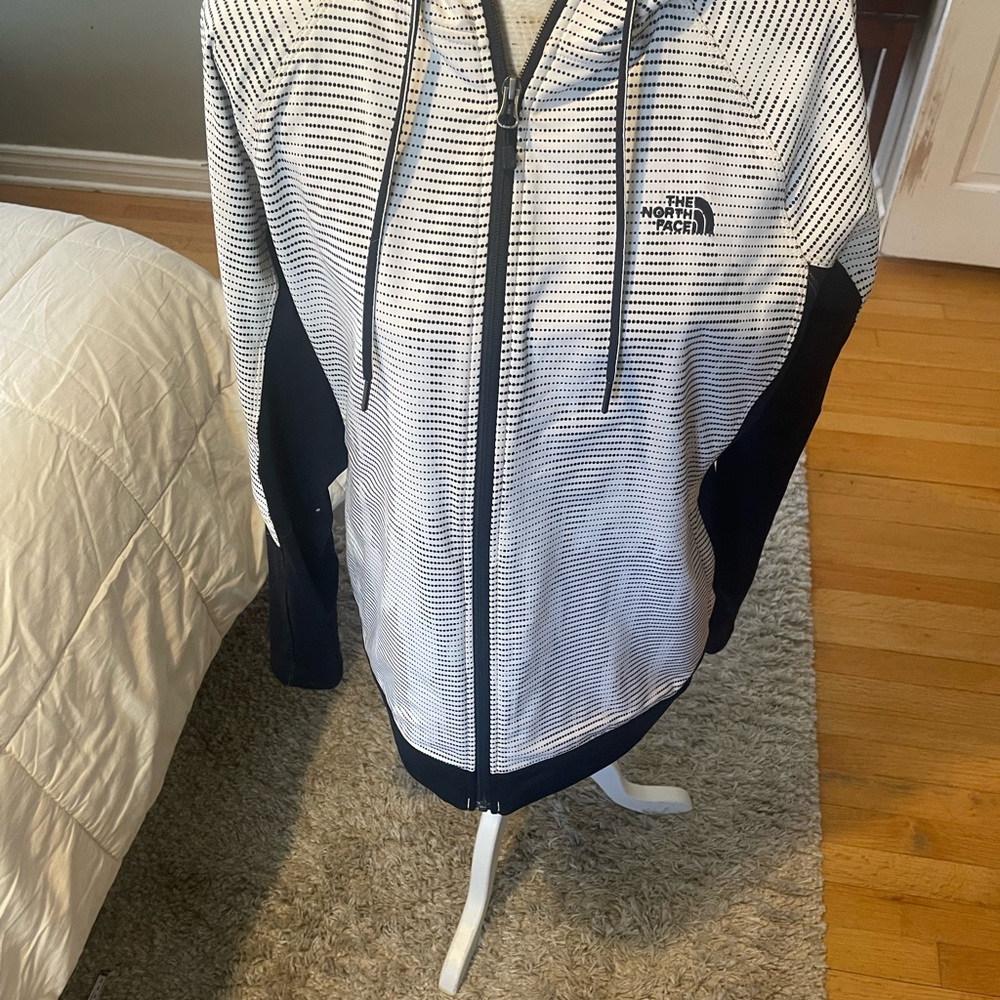 The North Face black white hooded athletic jacket